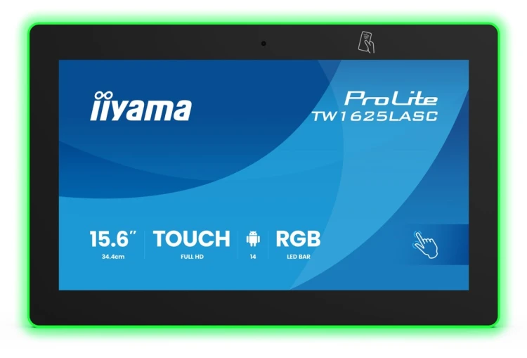 iiyama TW1625LASC-B3PNR wyświetlacz do sal konferencyjnych. 39,6 cm (15.6") 1920 x 1080 px LED Wi-Fi 6 (802.11ax), Wi-Fi 5 (802.11ac), Wi-Fi 4 (802.11