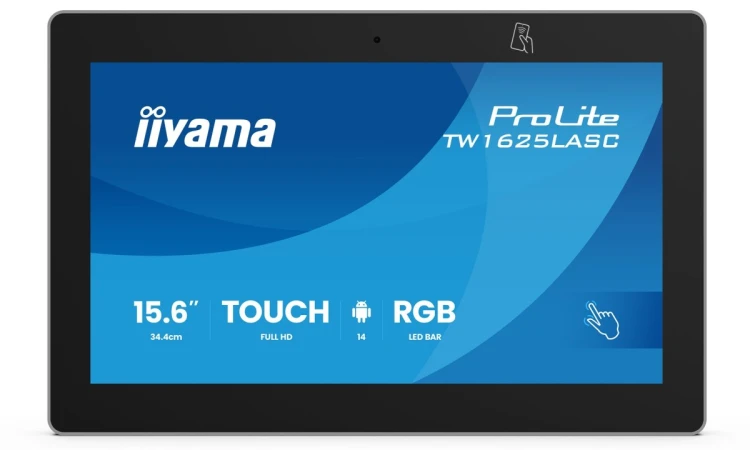 iiyama TW1625LASC-B3PNR wyświetlacz do sal konferencyjnych. 39,6 cm (15.6") 1920 x 1080 px LED Wi-Fi 6 (802.11ax), Wi-Fi 5 (802.11ac), Wi-Fi 4 (802.11