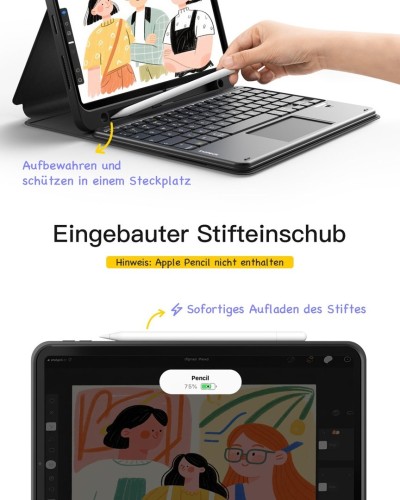 Inateck KB002_BLACK klawiatura do urządzeń mobilnych QWERTZ Bluetooth Czarny