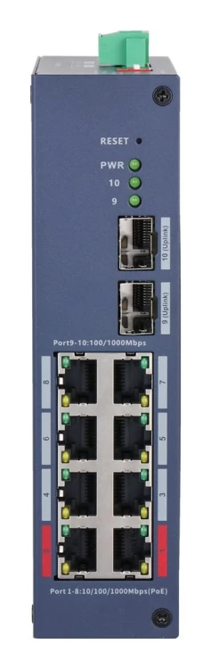 Dahua Technology CHS4210-8GT-110 przełącznik sieciowy Zarządzany L2 Gigabit Ethernet (10/100/1000) Obsługa PoE DIN rail Ciemny Niebieski