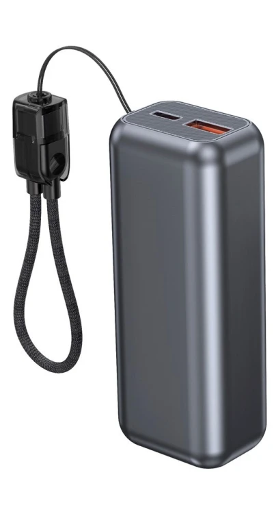 GEMBIRD POWERBANK O POJEMNOŚCI 10000MAH, WYŚWIETLACZ LCD, SZYBKIE ŁADOWANIE 20W, KOLOR SZARY
