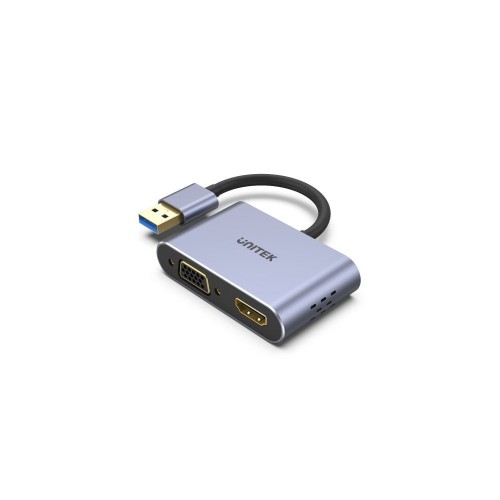 UNITEK V1304A adapter kablowy 0,15 m USB Typu-A HDMI + VGA (D-Sub) Szary