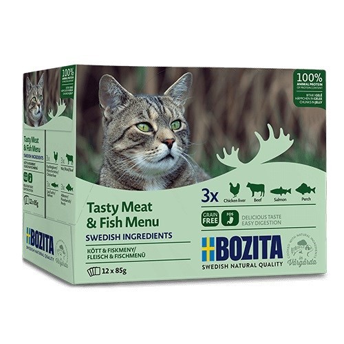 Bozita Kawałki w Galaretce z Rybą i Mięsem 12x85g