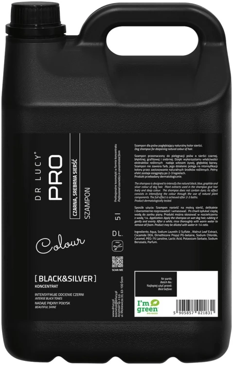Szampon poprawiający kolor dla psów o czarnej i srebrnej sierści Dr Lucy Pro Black&Silver - 5 l