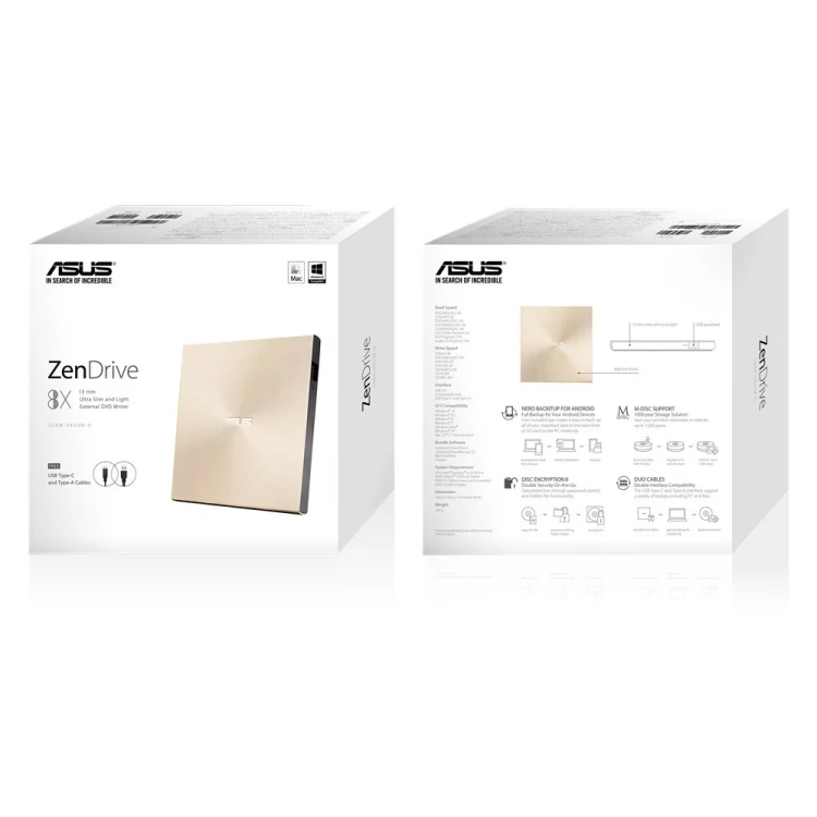 Nagrywarka DVD ASUS ZenDrive U9M 90DD02A5-M29000 Złota
