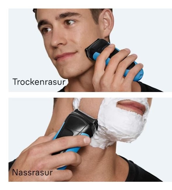 Braun Series 3 310s Golarka foliowa Przycinarka Czarny, Niebieski