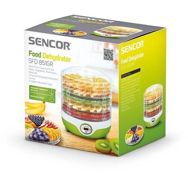 Sencor SFD 851GR odwadniacz żywności Jasnozielony, Przezroczysty 240 W
