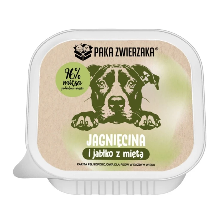 Paka Zwierzaka Jagnięcina i jabłko mokra karma dla psa tacka 150g