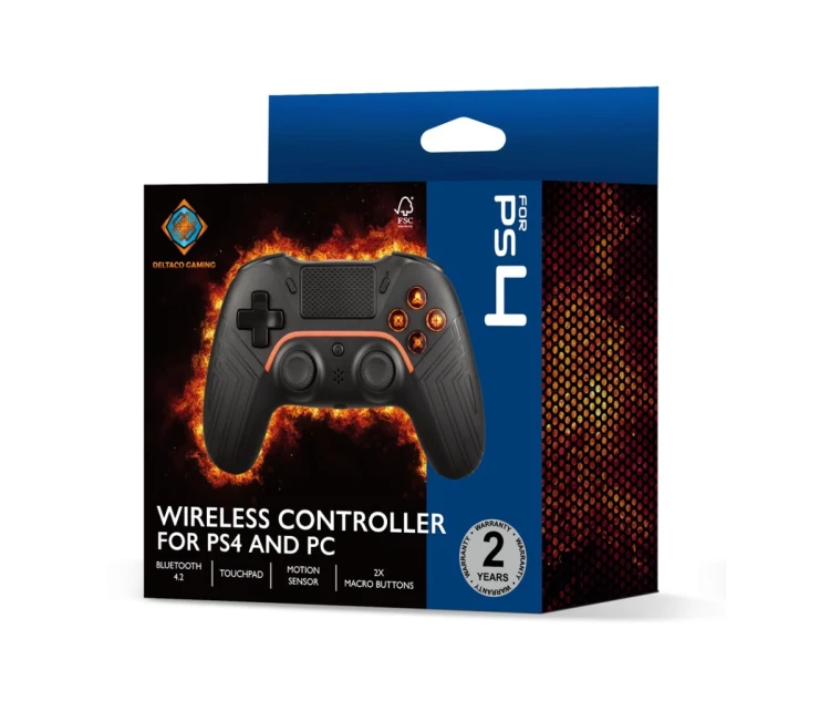 Deltaco Gaming GAM-139 kontroler gier Czarny Bluetooth/USB Gamepad Cyfrowy Android, PC, PlayStation 4