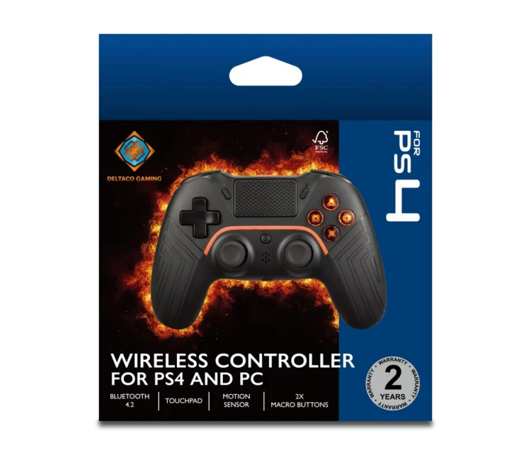Deltaco Gaming GAM-139 kontroler gier Czarny Bluetooth/USB Gamepad Cyfrowy Android, PC, PlayStation 4