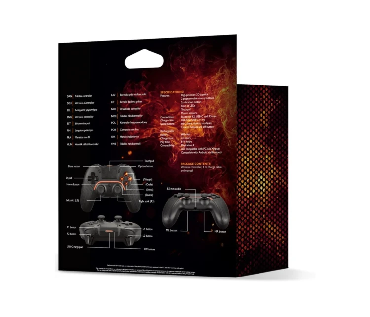 Deltaco Gaming GAM-139 kontroler gier Czarny Bluetooth/USB Gamepad Cyfrowy Android, PC, PlayStation 4
