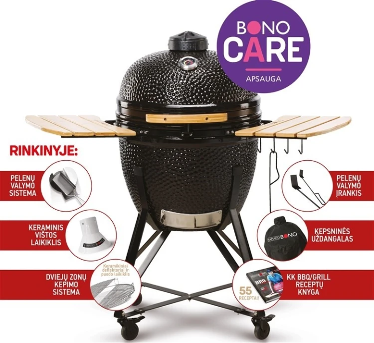 Kamado Bono Grande Ceramic Grill 23” Kamado barbecue/grill Wózek Węgiel drzewny (paliwo) Czarny