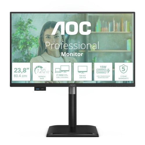 AOC 24P4CV monitor komputerowy 60,5 cm (23.8") 1920 x 1080 px Full HD LED Czarny