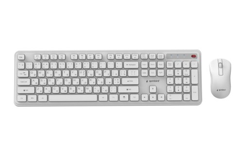 GEMBIRD BEZPRZEWODOWY ZESTAW KLAWIATURY + MYSZ SLIM PRO BUSINESS NA BIURKO,BIAŁY, UKŁAD RU