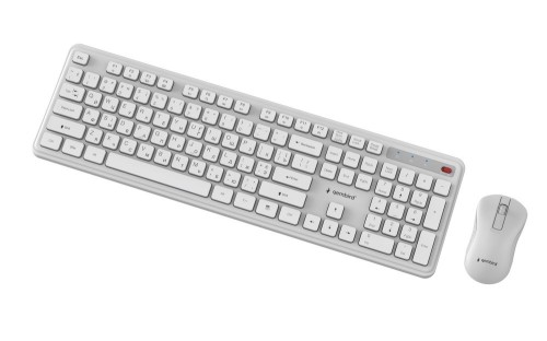 GEMBIRD BEZPRZEWODOWY ZESTAW KLAWIATURY + MYSZ SLIM PRO BUSINESS NA BIURKO,BIAŁY, UKŁAD RU