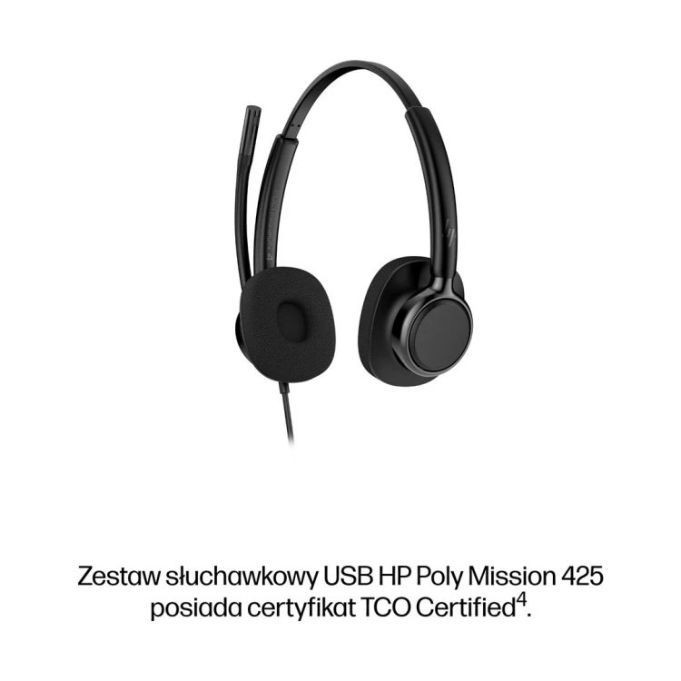 HP Poly Mission 425 Classic – przewodowy zestaw słuchawkowy USB stereo (opakowanie zbiorcze)