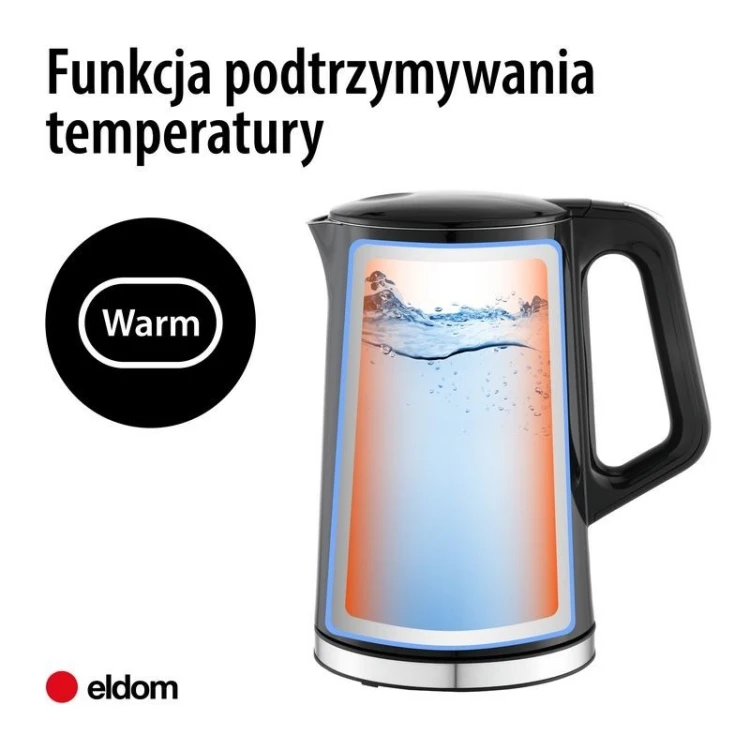 ELDOM CZAJNIK BEZPRZEWODOWY Z REGULACJĄ TEMPERATURY C540 JETTY 1,7 L 2200W CZARNY