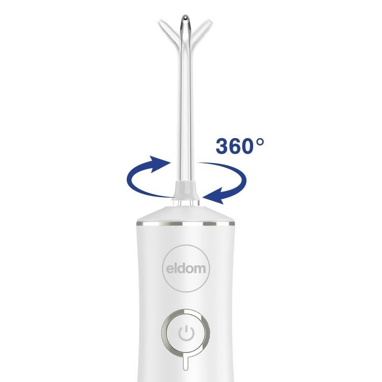 ELDOM IRYGATOR RY200B 230 ML AKUMULATOROWY,BIAŁY, CZAS PRACY 60 MIN. CZAS ŁADOWANIA OK. 6 H, IPX7, ETUI PODRÓŻNE, PRZEWÓD USB