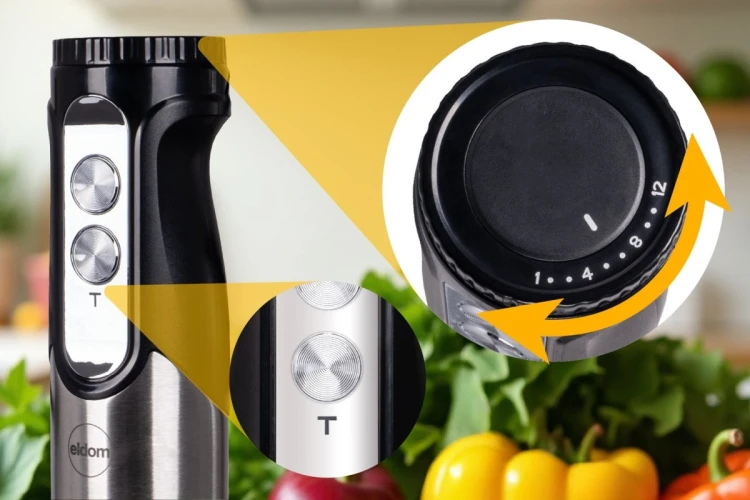 ELDOM BLENDER WIELOFUNKCYJNY BL250 VEXI 800W CZARNO-SREBRNY METALOWA KOŃCÓWKA DO ROZDRABNIANIA, POJEMNIK Z NOŻEM SIEKAJĄCYM O
