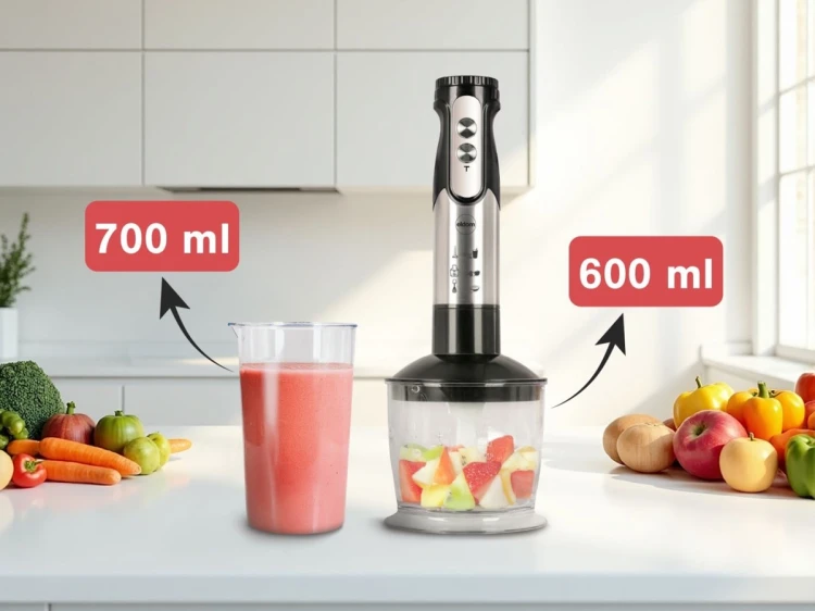 ELDOM BLENDER WIELOFUNKCYJNY BL250 VEXI 800W CZARNO-SREBRNY METALOWA KOŃCÓWKA DO ROZDRABNIANIA, POJEMNIK Z NOŻEM SIEKAJĄCYM O