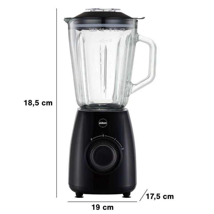 ELDOM BLENDER KIELICHOWY BK6 NOXAR 100W CZARNY 22000 OBR/NIN KIELICH 1,8 L ZE SZKŁA HARTOWANEGO DWA POZIOMY RĘDKOŚCI + PULSE