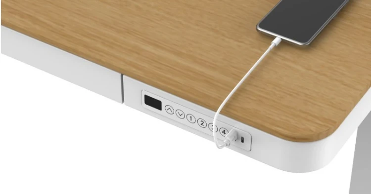 Activejet Biurko z elektryczną regulacją wysokości ET119S  biały/dąb. Wymiar blatu 120x60 cm.