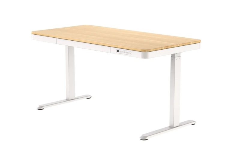 Activejet Biurko z elektryczną regulacją wysokości ET119S  biały/dąb. Wymiar blatu 120x60 cm.