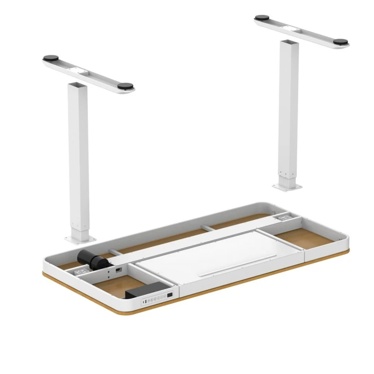 Activejet Biurko z elektryczną regulacją wysokości ET119S  biały/dąb. Wymiar blatu 120x60 cm.