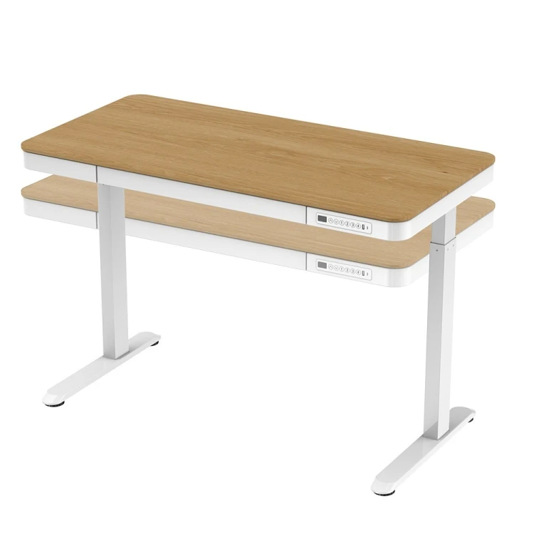 Activejet Biurko z elektryczną regulacją wysokości ET119S  biały/dąb. Wymiar blatu 120x60 cm.
