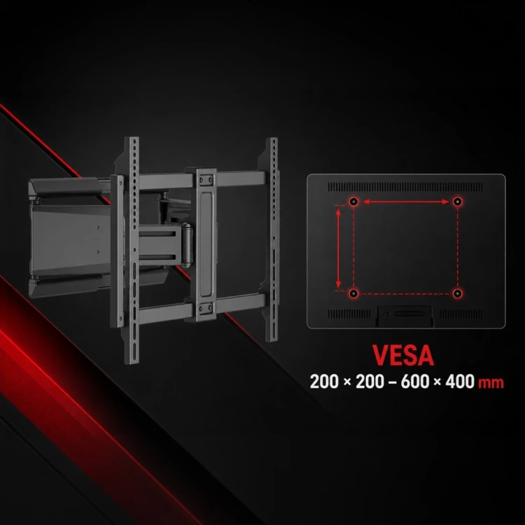 MACLEAN UCHWYT / WIESZAK DO TELEWIZORA, MAX. VESA 600X400, 37-90", MAX. OBCIĄŻENIE 65KG, CZARNY MC-881 N