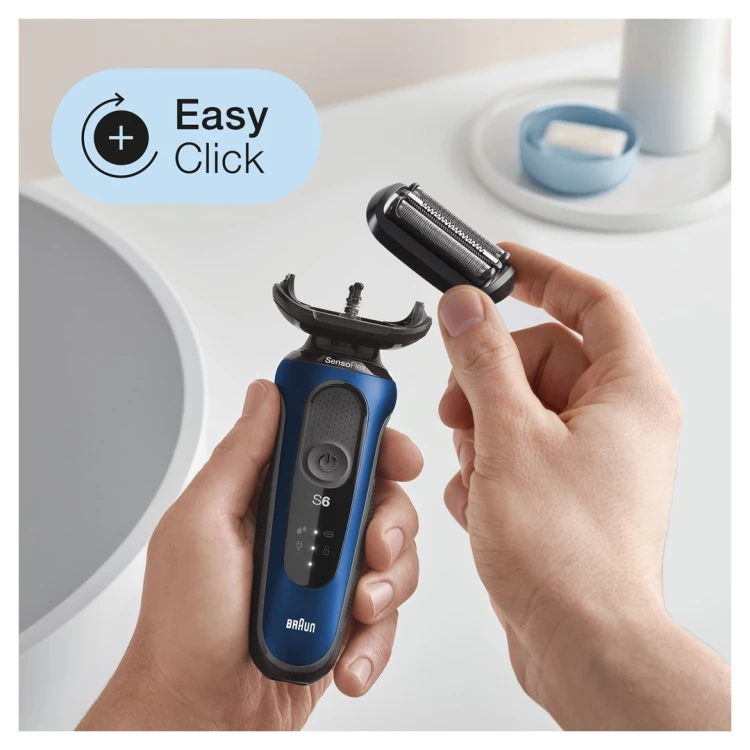 Braun Series 6 61-B1000s Golarka foliowa Czarny, Niebieski