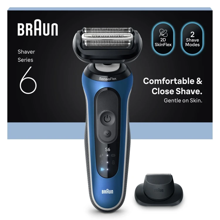 Braun Series 6 62-B1200S Golarka foliowa Przycinarka Niebieski