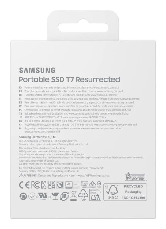 Dysk zewnętrzny SSD Samsung T7 Resurrected 2TB Srebrny