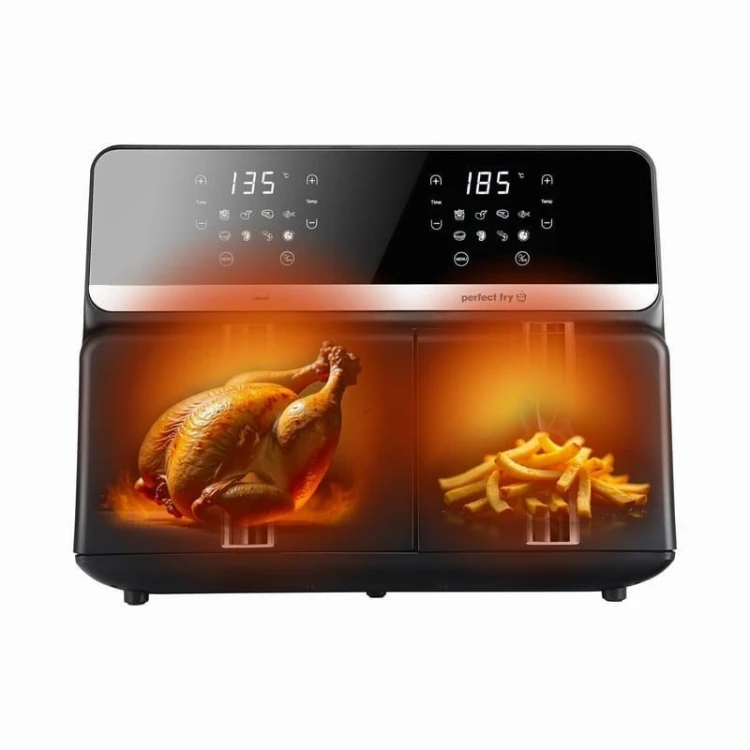 ELDOM FRYTOWNICA BEZTŁUSZCZOWA FR200 9 L,2200W, DWIE NIEZALEŻNE SZUFLADY,8 PROGRAMÓW, WYŚWIETLACZ LED, TEMP. 80°C–200°C