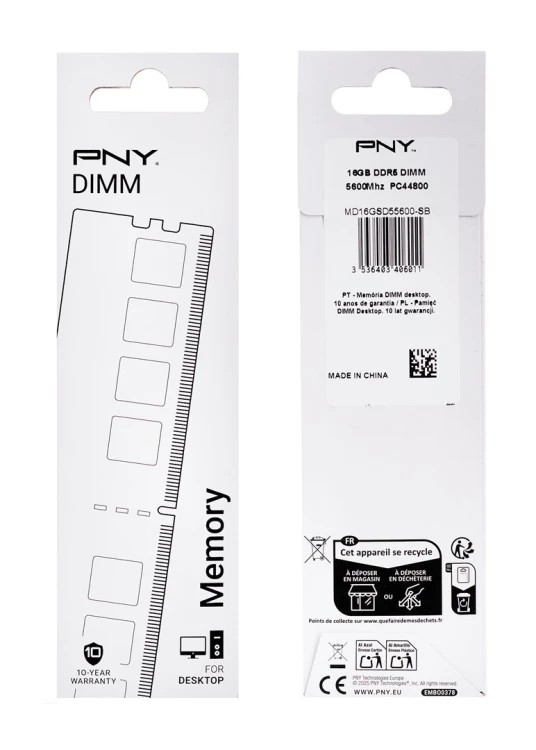 PNY Performance DDR5 5600MHz 16G moduł pamięci 16 GB 1 x 16 GB 288-pin DIMM
