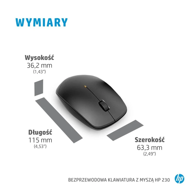 Zestaw klawiatura + mysz HP 230 Wireless Mouse and Keyboard Combo bezprzewodowe czarne 18H24AA#ABB