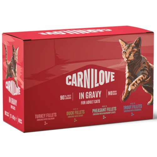 CARNILOVE CAT POUCH GRAVY MULTIPACK 12X85g