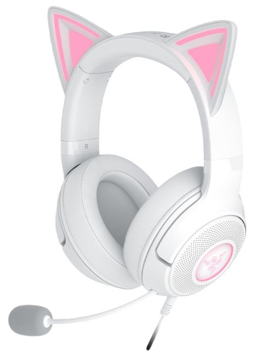 Zestaw słuchawkowy Razer Kraken Kitty V2 przewodowe nauszne z mikrofonem i redukcją szumów biały