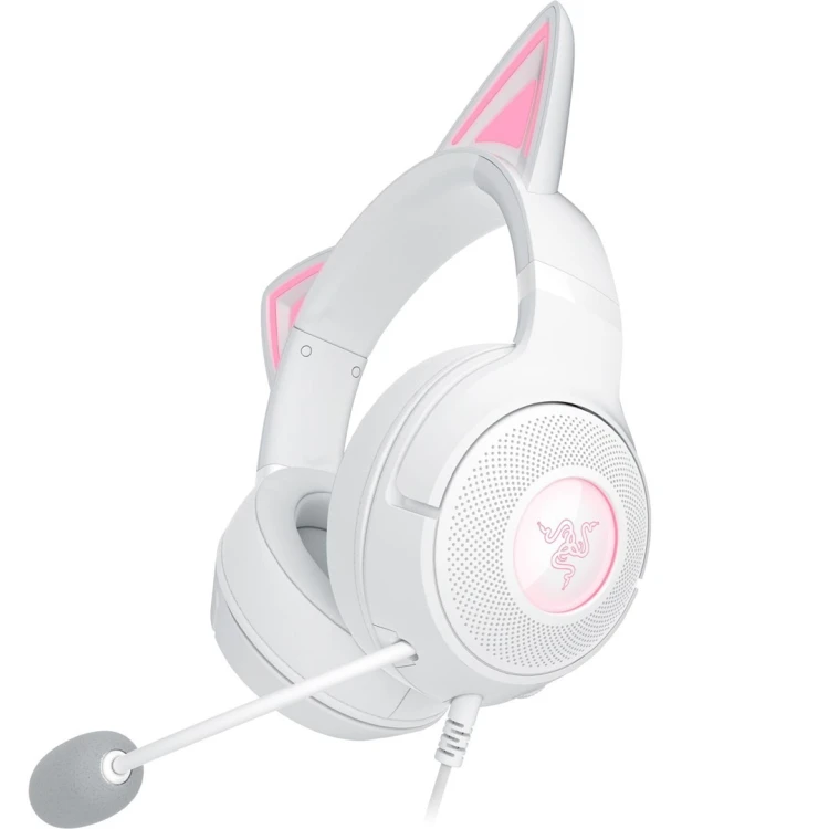 Zestaw słuchawkowy Razer Kraken Kitty V2 przewodowe nauszne z mikrofonem i redukcją szumów biały