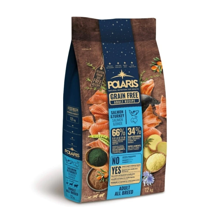 Polaris karma sucha z łososiem i indykiem. Dla dorosłych psów wszystkich ras 12kg