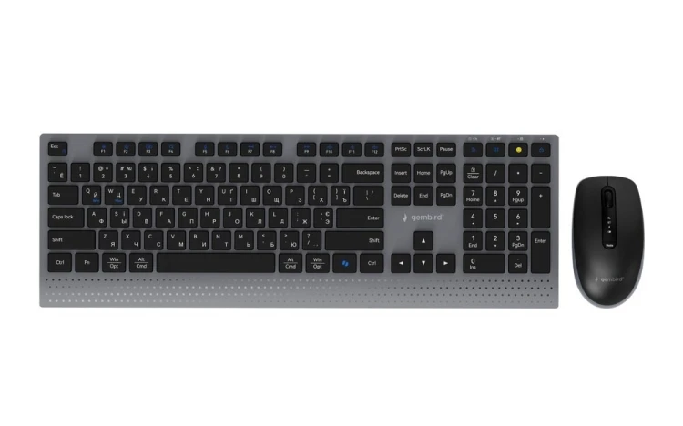 GEMBIRD BEZPRZEWODOWY ZESTAW KLAWIATURY + MYSZ DUAL MODE, 2.4 GHZ + BT, SLIM, UKŁAD RU, KOLOR CZARNY