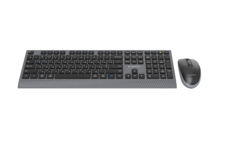 GEMBIRD BEZPRZEWODOWY ZESTAW KLAWIATURY + MYSZ DUAL MODE, 2.4 GHZ + BT, SLIM, UKŁAD RU, KOLOR CZARNY