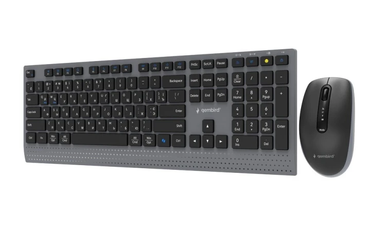 GEMBIRD BEZPRZEWODOWY ZESTAW KLAWIATURY + MYSZ DUAL MODE, 2.4 GHZ + BT, SLIM, UKŁAD RU, KOLOR CZARNY