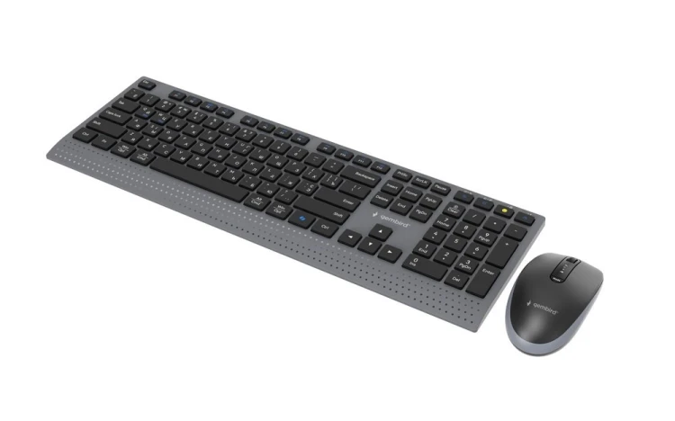 GEMBIRD BEZPRZEWODOWY ZESTAW KLAWIATURY + MYSZ DUAL MODE, 2.4 GHZ + BT, SLIM, UKŁAD RU, KOLOR CZARNY