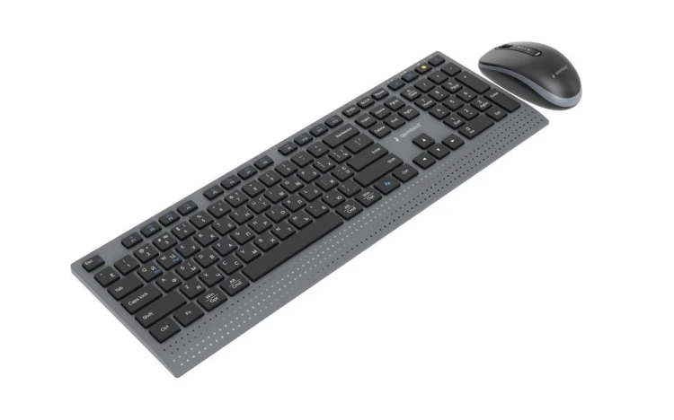 GEMBIRD BEZPRZEWODOWY ZESTAW KLAWIATURY + MYSZ DUAL MODE, 2.4 GHZ + BT, SLIM, UKŁAD RU, KOLOR CZARNY