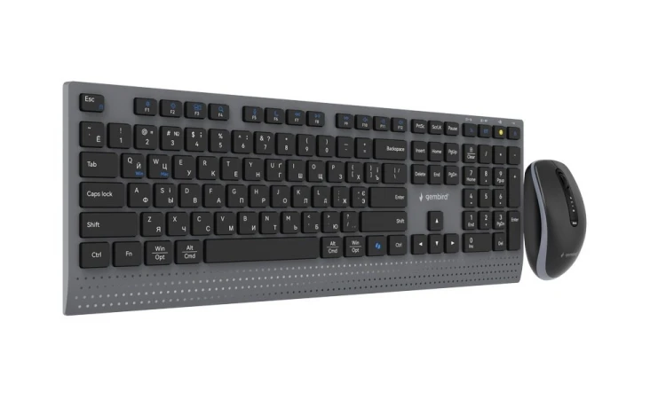 GEMBIRD BEZPRZEWODOWY ZESTAW KLAWIATURY + MYSZ DUAL MODE, 2.4 GHZ + BT, SLIM, UKŁAD RU, KOLOR CZARNY