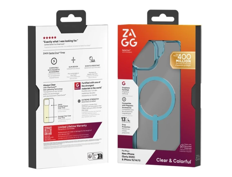 ZAGG Santa Cruz Snap - obudowa ochronna do iPhone 16e / 15 / 14 / 13 kompatybilna z MagSafe (blue)