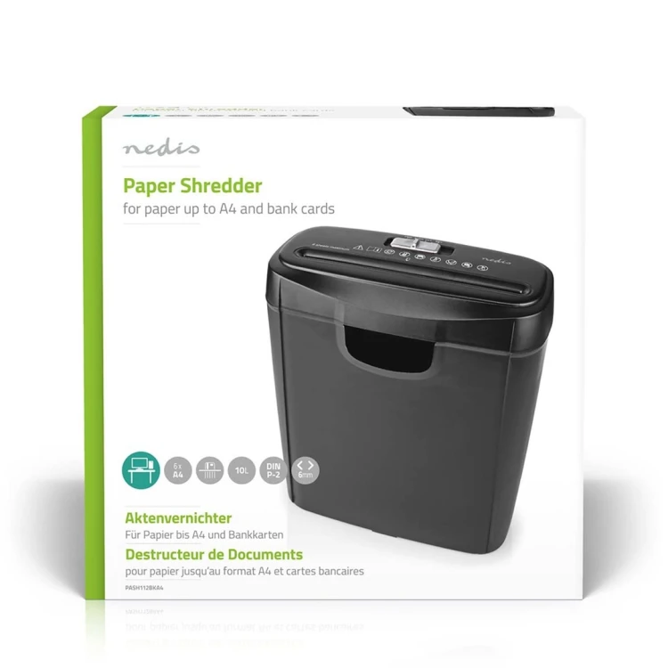 Niszczarka do papieru Nedis 10l DIN P-2 190W Czarna