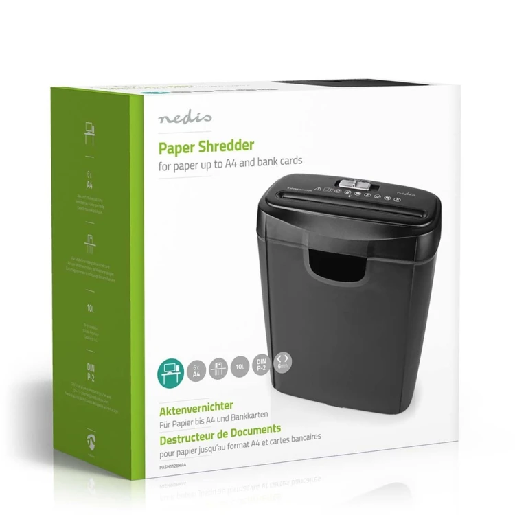 Niszczarka do papieru Nedis 10l DIN P-2 190W Czarna