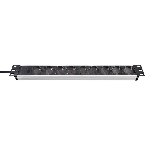 Brennenstuhl 1390007009 rozgałęziacz 2 m 9 x gniazdo sieciowe Aluminium, Czarny
